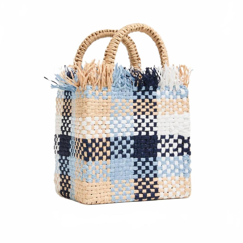 NEW PAMELA MUNSON checkmate mini tote bag in multi blue - Picture 2 of 6